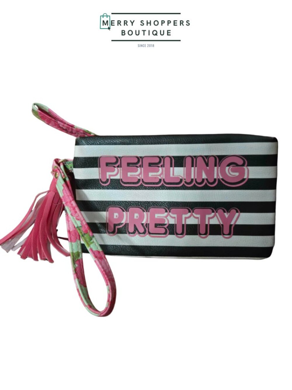 "Feeling Pretty" Striped Wristlet Pouch